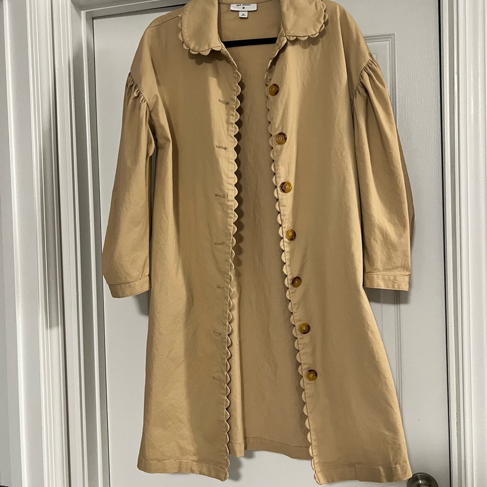 Scalloped Button-Down Coat